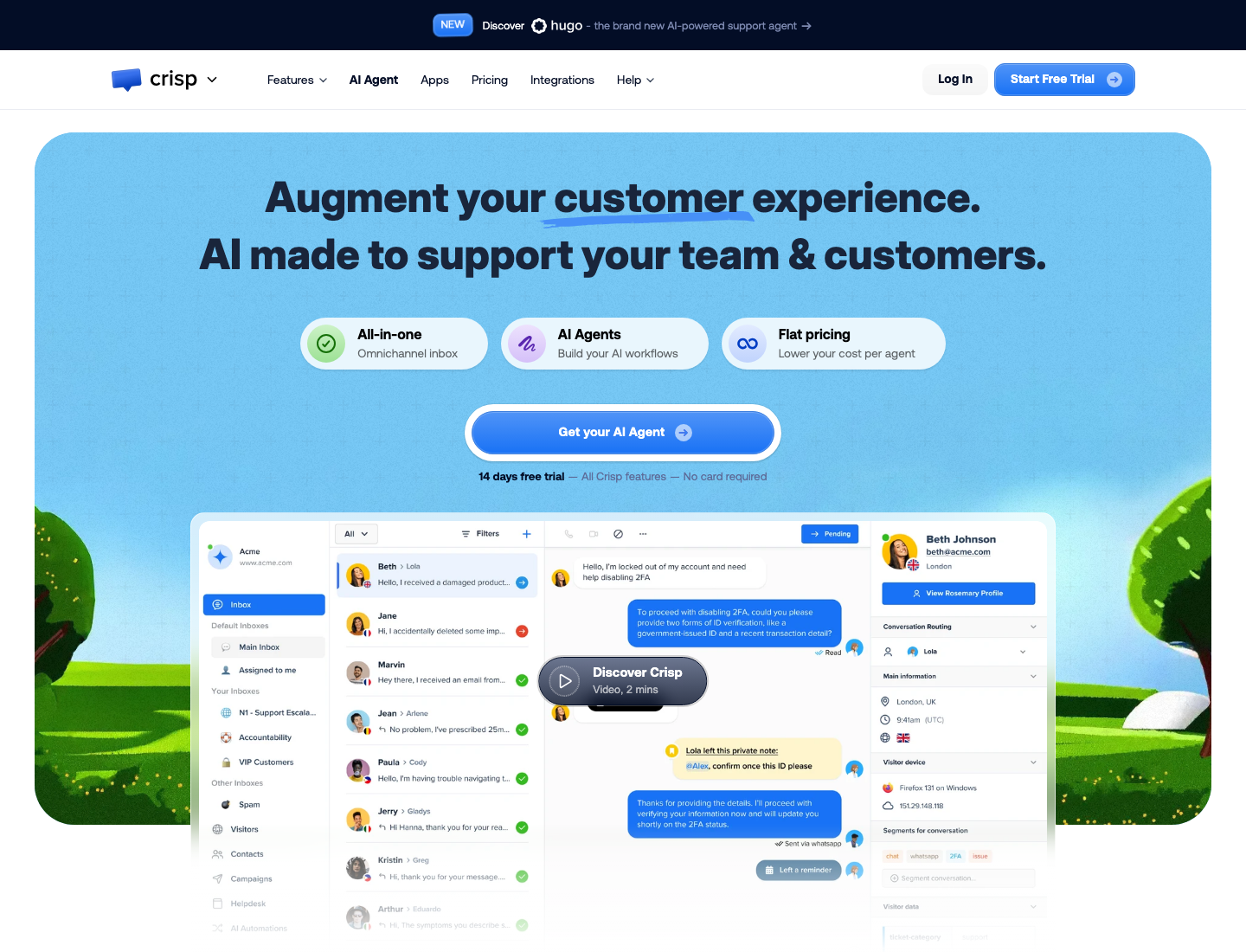 Crisp landing page screenshot