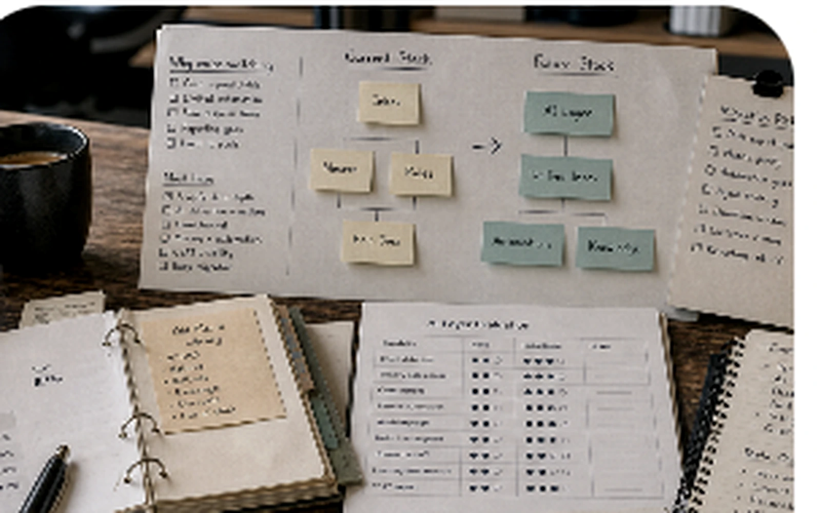 Shopify support stack migration board with inbox exports, order documents, and decision cards
